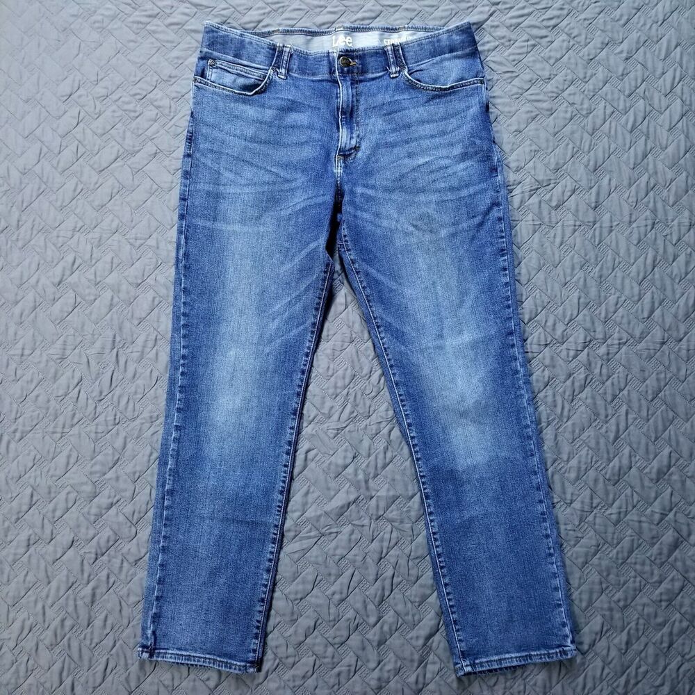 Lee Jeans Mens‎ 38x32 Blue Straight Taper Dark Wash American Denim